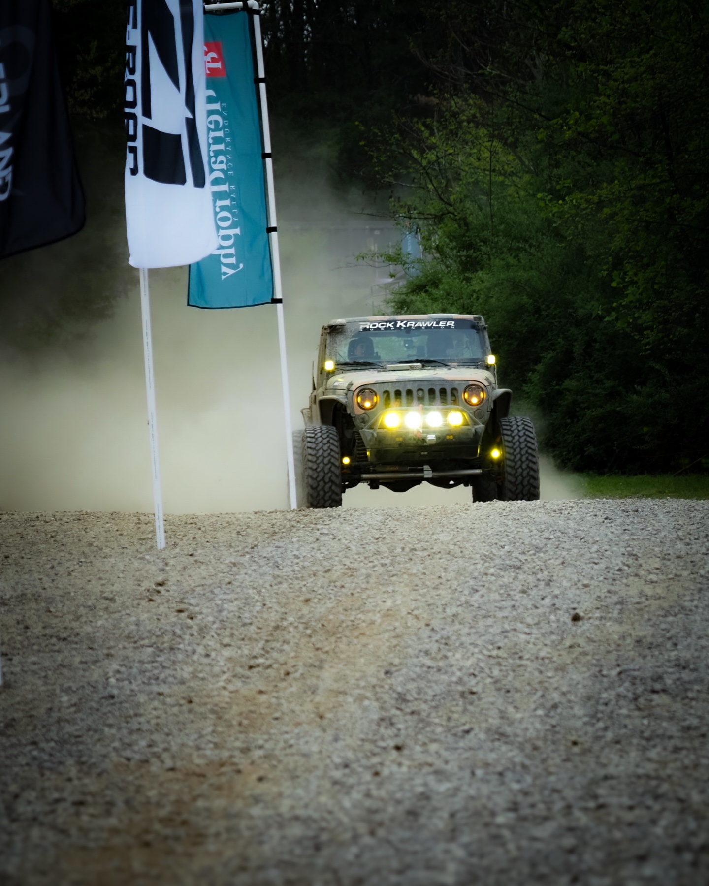 ABO Jeep blasting past Terra Trophy event flags